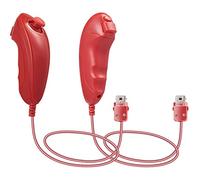 kiwitatá 2 Pack Nunchuk Remote Joystick Replacement Wii Games Pad Nunchuck Controller for Wii Console System Red