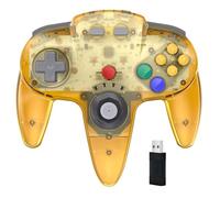 KIWITATA Wireless N64 USB Controller, 500mAh Rechargeable Battery, 2.4ghz N64 Remote Wireless Joystick Controller for Switch/Switch Lite/Switch OLED, MAC, PC Windows 7,8,10,11 Clear Yellow