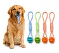 kiwkww 4Pcs Dog Ball on Rope, Ball on a Rope for Dogs, Colourful Rope Balls for Fetch and Tug Games, Blue Green Orange