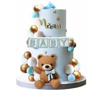 Kiwochy Cake Decoration Teddy Bear Cake Decoration Christening Boy Cake Decoration Balls Cake Topper Bear Girl Teddy Bear Cake Decoration Blue Bear Cake Decoration for Birthday Party Wedding Baby