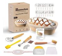Kixiyou 10-Piece Proofing Basket Bread Set, 25 cm Oval Proofing Basket and Complete Set Baking Accessories, Proofing Basket for Bread Baking Proofing Basket Round Starter Set for Beginners