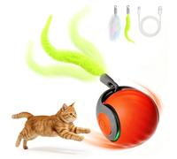KixMalkinly Interactive Moving Cat Ball Toy, Rechargeable, Indoor, Orange