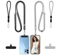 KixMalkinly Universal Phone Lanyard,2 Pcs Adjustable Nylon Neck Phone Strap Crossbody,2 Pcs Wrist Strap for Neck Strap Phone Lanyard and 4 Pcs Durable Patches Compatible with Most Smartphones