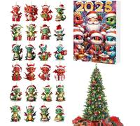 Kixolazr Advent Countdown Calendar - 24 Days of Christmas Dinosaur Countdown Toys | 2D Flat Acrylic Pendant for Home School Classroom Daily Family Activity Holiday Party