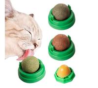 Kixolazr Catnip Ball, 4X Catnip Roller Wall Ball 360 Degree Rotatable, Safe Healthy Kitten Chew Toys Multi-Functional Edible Teeth Cleaning Treats With Dust-Proof Cover For Window Perch