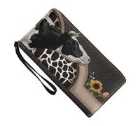 Kixolazr Cow Print Purses for Women | PU Leather Women's Wallet Cow Print Sunflower,Soft Credit Card Holders Stylish Money Purse for Women Ladies Girl