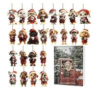 Kixolazr Dog Ornament Christmas Advent Countdown Calendar,24 Days of Advent Dog Drinking Coffee Ornaments - Animal 2D Flat Acrylic Pendant for Party Car Rearview Mirror Christmas Tree Wall Door Decor