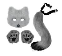 Kixolazr Furry Tail and Ears | Funny Animal Cosplay Set - Simulation Kids Cosplay Masque Gloves Tail for Holiday Halloween Masquerade Stage Performance