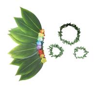 Kixolazr Hawaiian Themed Outfits for Women, Hawaiian Grass Wristbands, Realistic Leaf Design Breathable Lightweight Headband Wristband for Vacation Graduation Birthday Celebration Retirement Party