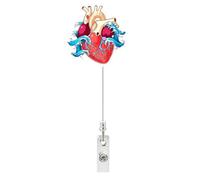 Kixolazr Retractable Badge Holders | Heart Pattern Vertical Name ID Holder,Badge Clip - for Doctor Nurse Teacher Student Assistant Employee Women Men