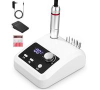 Kixolo Nail Cutter Professional 45000 rpm for Gel Nails and Acrylic Nails, 6-in-1 Cutter Nails with Pedals and LED Display, Nail Drill Machine, White