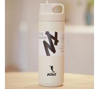 KIXT Double-Walled Vacuum Insulated Stainless Steel Bottle 550ml with Straw Lid Handel | Sports Travel Gym Water Bottles Coffee Cup Travel Mug Football Waterbottle Winter Water Bottle (Cream White)