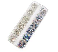 KIXZSAZ 1 Bag Glass Crystal Small Easy to Paste Excellent Gloss Perfect Match Shining Nail Rhinestones for Mobile Phone, WhiteAB and Mixed AB