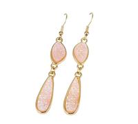 KIXZSAZ 1 Pair Dangle Earrings Long Chain Water-drop Shaped Irregular Jewelry Accessories Lady Decorations Alloy Ear-drop, Light Pink