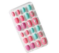 KIXZSAZ 1 Set Children Nails Medium Length Toe Files Square Style Full Cover Artificial Salon Supplies Puerile Manicure Kit , Twelve