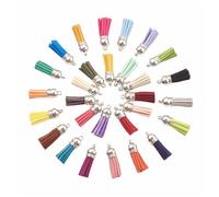 KIXZSAZ 100piece Tassel Keychain With DIY Tassel Accessory Gold Cap Wide Application DIY Tasse Accessory Tassel For Keychain, AssortedColor-Silver