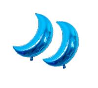 KIXZSAZ 2 Pieces Birthday Balloons Large Size House Supplies Moon Shaped Atmosphere Arrangement Elastic Balloon for Baby Shower, Blue