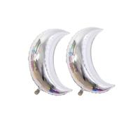 KIXZSAZ 2 Pieces Birthday Balloons Large Size House Supplies Moon Shaped Atmosphere Arrangement Elastic Balloon for Baby Shower, Silver