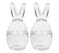 KIXZSAZ 2pcs/set Glass Easter Egg Cup For Mini Easter Egg Small Candy Storage Rabbit Ear Glass Storage Jar Candle Holder