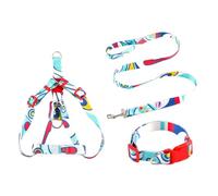 KIXZSAZ 3Pcs/Set Pet Collar Leash Zinc Alloy Adjustable Outdoor Walking Fashion Harness Washable House Animal Personalized, Blue,1.5x120cm, M