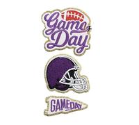 KIXZSAZ 3piece Football Iron-On Patch Set Stand Out with Unique Designs Hats PE Football Embroidered Cloth Stickers Patch, Violet