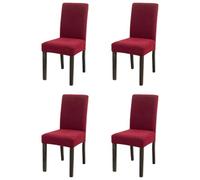 KIXZSAZ 4piece Wide Application Chair Covers Durable And Easy To Assemble Suitable For Various Chairs Plush Chair Cover For Home, wine red