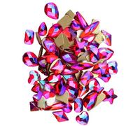 KIXZSAZ 50 Pieces Specific-shaped Glass Crystal Set Excellent Gloss Nail Art Rhinestones DIY Handcraft Card Making Wedding Dress, Bright Red AB