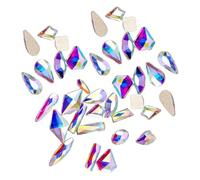 KIXZSAZ 50 Pieces Specific-shaped Glass Crystal Set Excellent Gloss Nail Art Rhinestones DIY Handcraft Card Making Wedding Dress, White AB