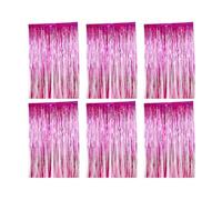 KIXZSAZ 6 Pieces Glitter Party Striped Backdrop Metallic Foil Tinsel Curtain Birthday Bachelor Wedding Baby Shower Drape, Rose red
