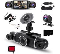 KIXZSAZ ABS 4 Channel Vehicle Camera Video Recorder Driving Recorder Car DVR DVR Dash Cam 360° Rotatable Camera Loop Recording, 64GB