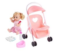KIXZSAZ Baby Doll Stroller Play Set Enhancing for Creative Playtime With Engaging Accessories Encouraging Kids To Imagination Little Baby Dolls Doll Carriages For Toddlers , Pink