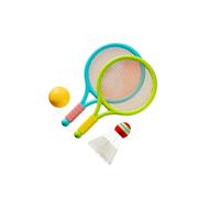 KIXZSAZ Badminton Rackets Children Shuttlecocks Racquet Equipment Supporting Kids In Developing Sports Skills Kids Badminton Tennis Rackets Set Sports Game, Green Blue, 39x23cm
