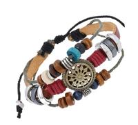 KIXZSAZ Beaded Bracelet Multi-layers Adjustable Drawstring Wave Strand Braided Bracelets with Hemp Rope Hand Jewelry, Light Brown