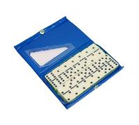 KIXZSAZ Classic Blocks Game With Double Six Dominos Offers Durable PP Tiles Designed To Last Through All Playtimes And Gatherings Family Games Party Favor Dominos Tiles Travel Game, Blue, 15.4x9.3cm