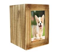 KIXZSAZ Commemorate Remembering Pet Memories Cremation Urn Durable Pet Cremation Urn Dogs Cats Ashes Keepsake Box Photo Frame Style Small Animals Ash Urns Funeral Supply Organizer, Wood, 16x16x22cm