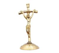 KIXZSAZ Decorative Wall Crucifix Cross With Base Vintage Metal Standing Cross Religious Inspired Spaces Stable Base Catholic Crucifix Wall Figurines