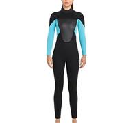 KIXZSAZ Diving Suit Good Elasticity Zipper Closure Swimsuits Easy to Wear Reduce Water Resistance Wetsuit Classic Crew Neck, Women Light Blue, XL