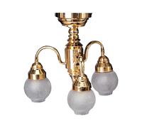 KIXZSAZ Dollhouse Chandelier 3-Arm Lamp Elegant LED Glass Shade Ceiling Light, Type A