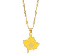 KIXZSAZ Durable Kosovo Map Pendant Necklace Designed To Last Alloy Kosovo Maps Pendant Necklaces Kosovo Map Flag Necklace Unisex