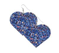 KIXZSAZ Earrings Heart-shaped Elegant Style Glitter Ear Drop Exaggerated Jewelry Artificial Leather Elements Earring for Women Banquet, Blue