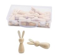 KIXZSAZ Easter Bunny DIY Painted Wooden Bunny Will Joyful Fun While Cultivating Creativity and Fine Motor Skills in Kids Children Hand Drawn Headed Wooden, 20pcs