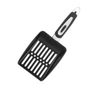 KIXZSAZ Easy Gripping Cat Scooper For Litters Box Premium Stainless Steel Litter Scoops Cat Sifter Shovel Long Handle Litter Scoops Metal Long Handle Scooper, Black, 25.2x10.8cm