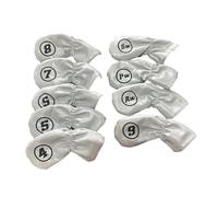 KIXZSAZ Elegant Golf Irons Head Covers With Number Tag Universal Fit Protector Golf Cue Accessories Waterproof Pu Leather Stylish Club Head Cover With Number Tag Covers Wrap, Gray, 17x7x1.2cm