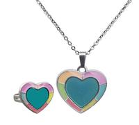 KIXZSAZ Emotion Feeling Temperature Ring Mood Ring Changing Color Jewelry Elegant Heart Shape Necklace Gift Set Unique Choice Change Color Emotion Feeling Pendant Necklace