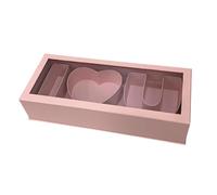 KIXZSAZ Empty Cardboard Gift Box Love U Floral Packaging Fillable Gift Box Embracing Love On Every Occasion Letter Shaped Empty Flower Is Made Of Cardboard, pink, 46x19.5x10cm