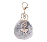 KIXZSAZ Exquisite Craft Key Holder Plush Made Fine Stitching Highly Functional Ballet Key Chain Fur Key Ring Keychain Keys Hook, Gray
