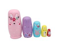 KIXZSAZ Exquisite Handmade Rabbit Themed Stacking Dolls Wooden Nesting Dolls Crafted For Lovely Home Decoration Rabbit Nesting Lovely Home Decoration Russian Stacking Toy Child Room