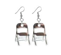 KIXZSAZ Eye-catching Folding Chair Earrings For Unique Style Statement Alloy Souvenir Chair Movement Earrings Chic Trendy, silver