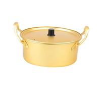 KIXZSAZ Fast Heating Instant Noodle Cooker Small Korean Ramen Pot Durable Premium Essential for Ramen Soups Hot Dishes at Home Multipurpose Pan Dry Pots Kimchi Soup Pot Camping, Gold, 20cm