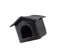 KIXZSAZ Foldable and Durable Portable Stray Cats Shelter for Weatherproof Tent for Outdoor, Black, M